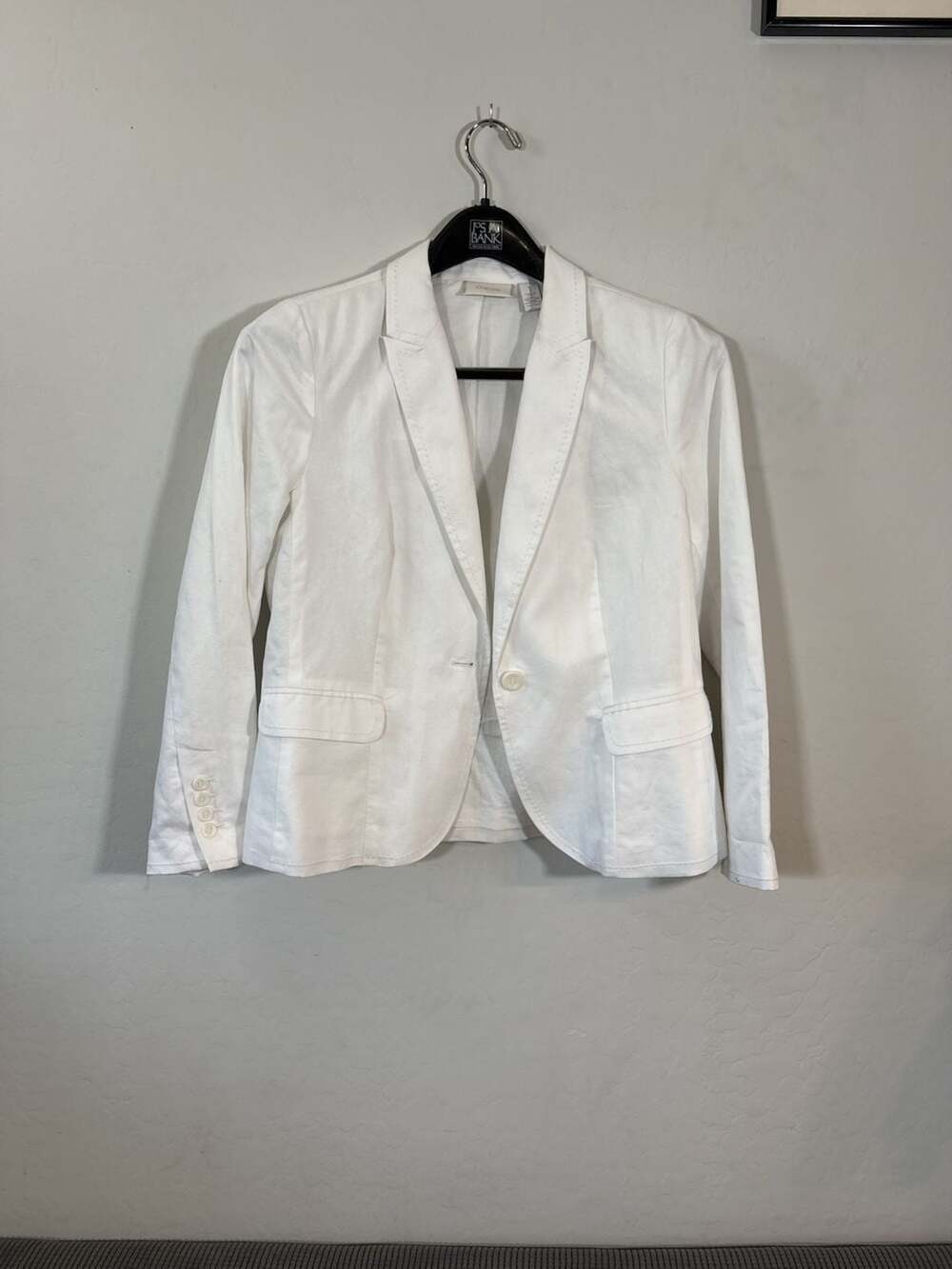 Chico's White Cotton Linen Blend Blazer Size 1